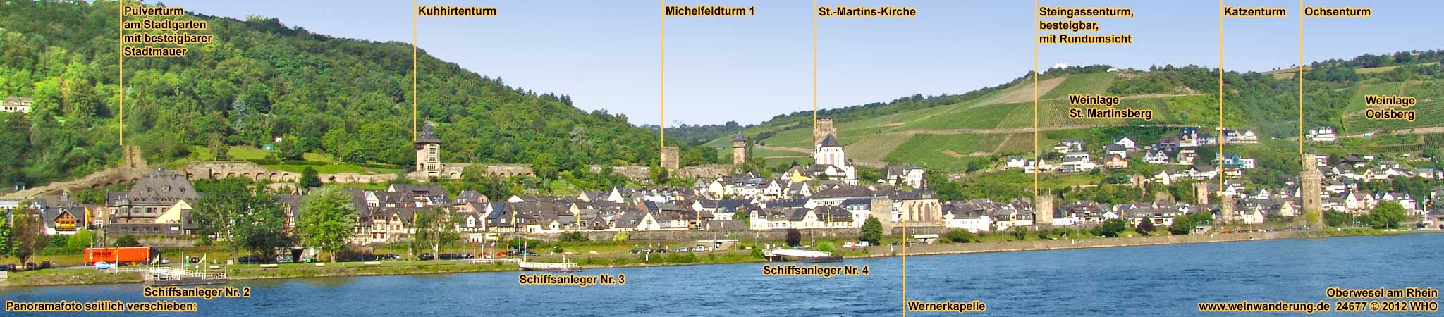 Oberwesel am Rhein, Blick von der rechten Rheinseite