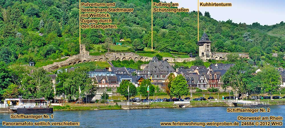 Oberwesel am Rhein, Blick von der rechten Rheinseite