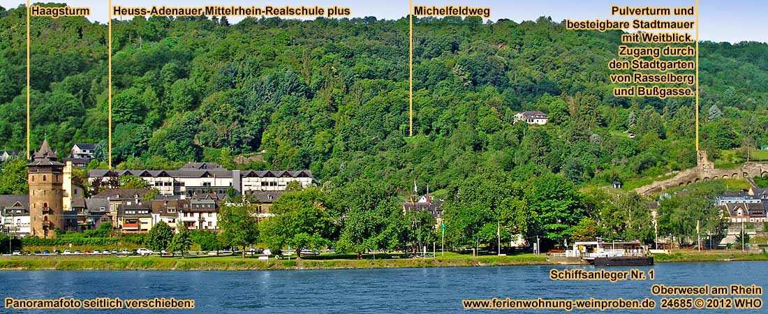 Oberwesel am Rhein, Blick von der rechten Rheinseite