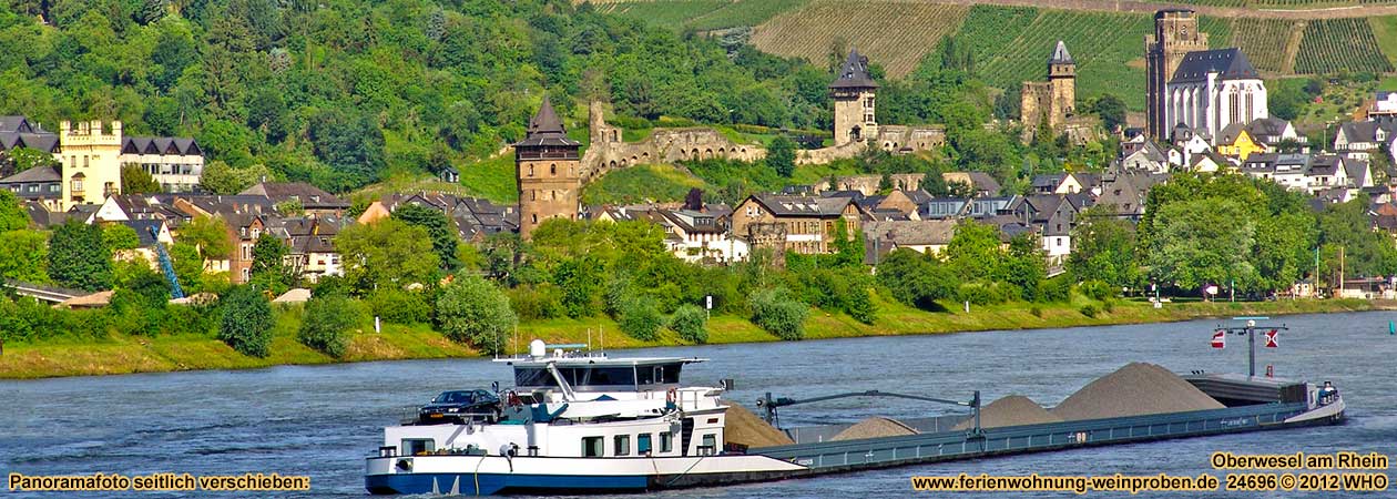 Oberwesel am Rhein, Blick von der rechten Rheinseite