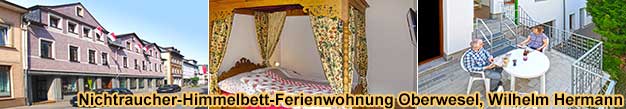Non-smoking canopy bed holiday apartment, Oberwesel Rhine River, Wilhelm Hermann