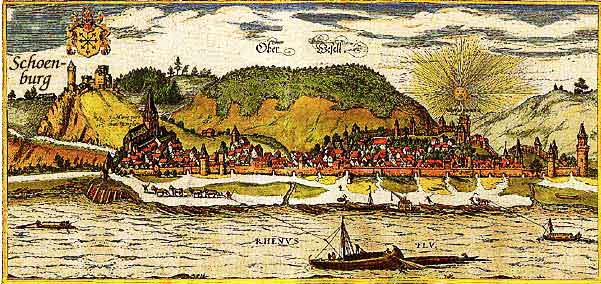 Oberwesel am Rhein - Kupferstich von Braun und Hogenberg aus dem Jahre 1572